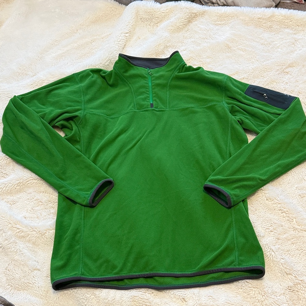 Arc'teryx Men's XL Caliber 1/4 Zip Neck Polartec Pullover in green sz XL